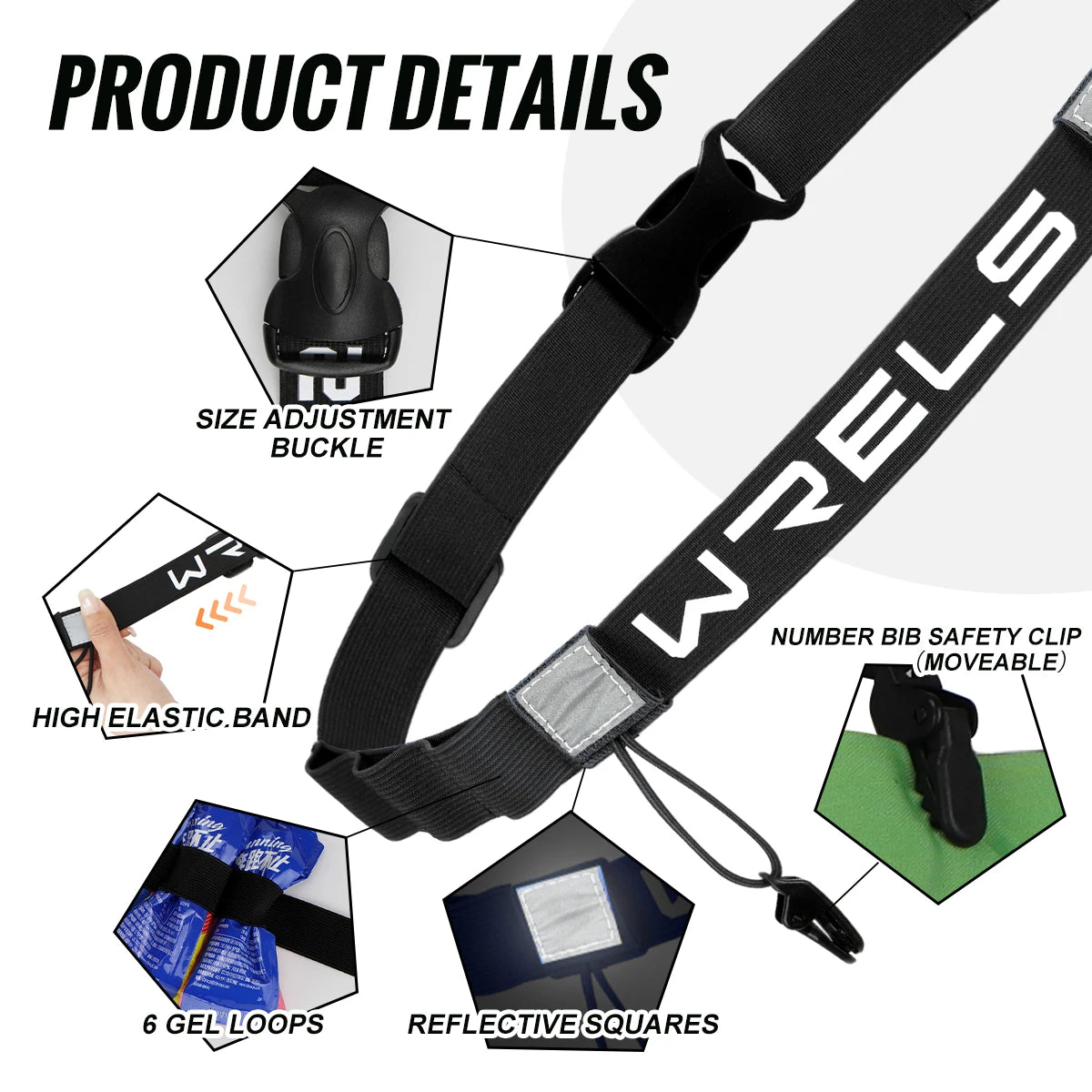 Running Race Accessories: WRELS Adjustable Bib Holder, Race Belt For Races / Rungear