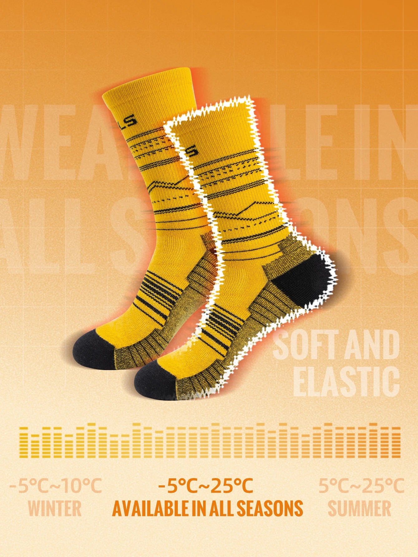 WRELS Mens Merino Hiking Running Soft Lightweight Shock Absorption Damping Mid-Calf Breathable Wool Socks