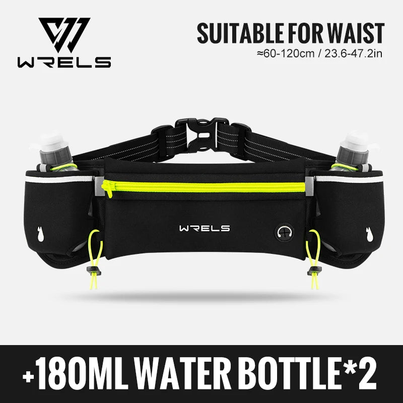WRELS Upgraded Running Hydration Belt Bag With Water Bottles for Outdoor Sports