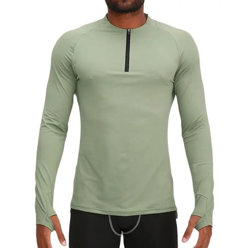 Men's Compression Apparel: 1/4 Zip, Moisture Wicking Shirts with Thumb Holes, Long Sleeves / Rungear