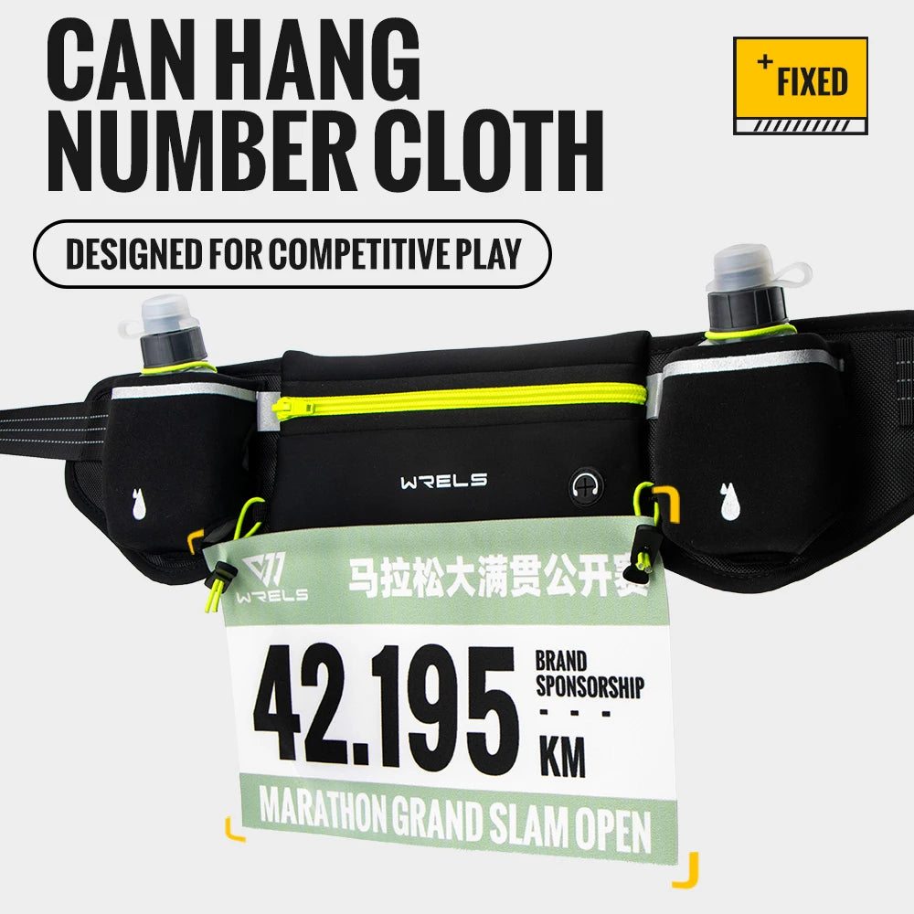 WRELS Upgraded Running Hydration Belt Bag With Water Bottles for Outdoor Sports