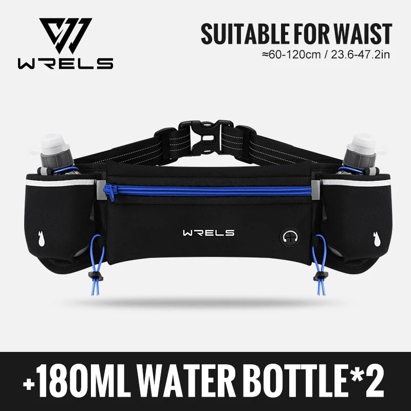 WRELS Upgraded Running Hydration Belt Bag With Water Bottles for Outdoor Sports