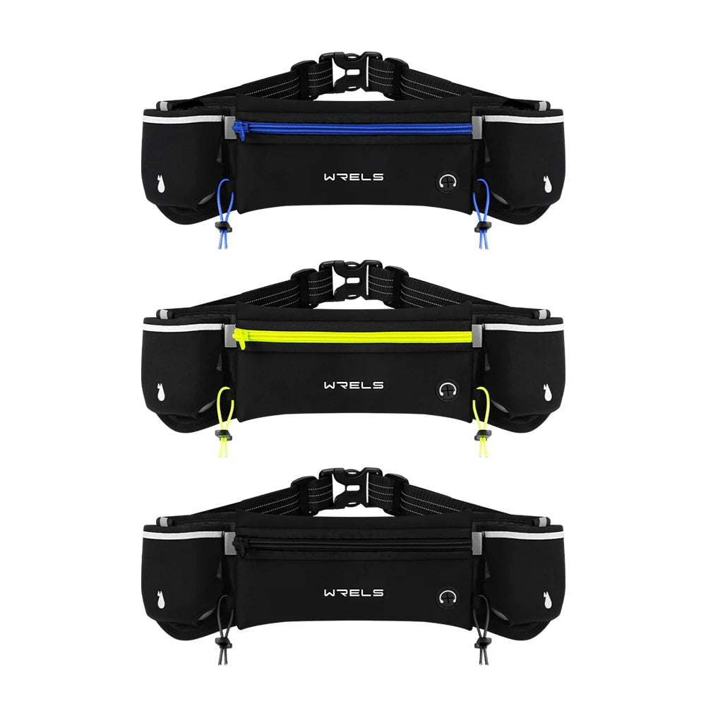 WRELS Upgraded Running Hydration Belt Bag With Water Bottles for Outdoor Sports