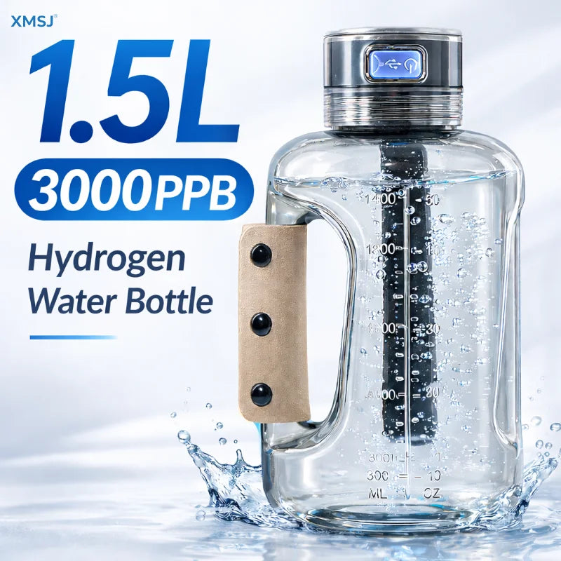 Running Hydration Accessories: Portable, Hydrogen Water Bottle 1.5L, Rich Water Generator, Large Capacity Sports Cup for Gym Outdoor Fitness / Rungear