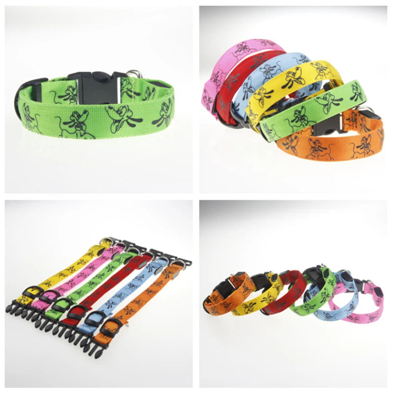 LED Luminous Dog Collar | Nylon Night Safety Collar with Breakaway Buckle