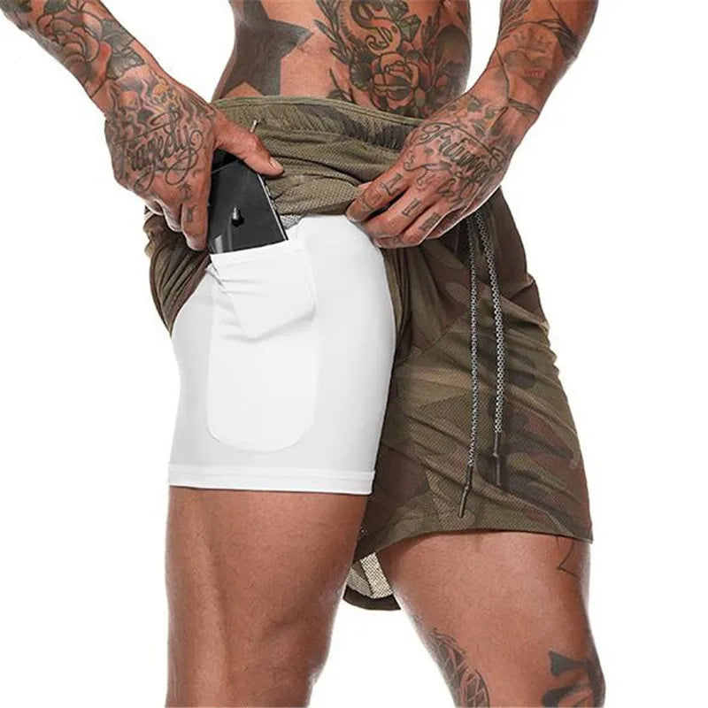 Men's 2-in-1 Running Shorts – Quick-Dry Double-Layer Gym & Jogging Sports Shorts