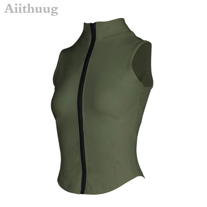 Women's Running Apparel: Sleeveless, High Neck, Breathable, Quick-Dry, Full Zip Up, Athletic Sweat Vest for Running, Fitness, Workout / Rungear