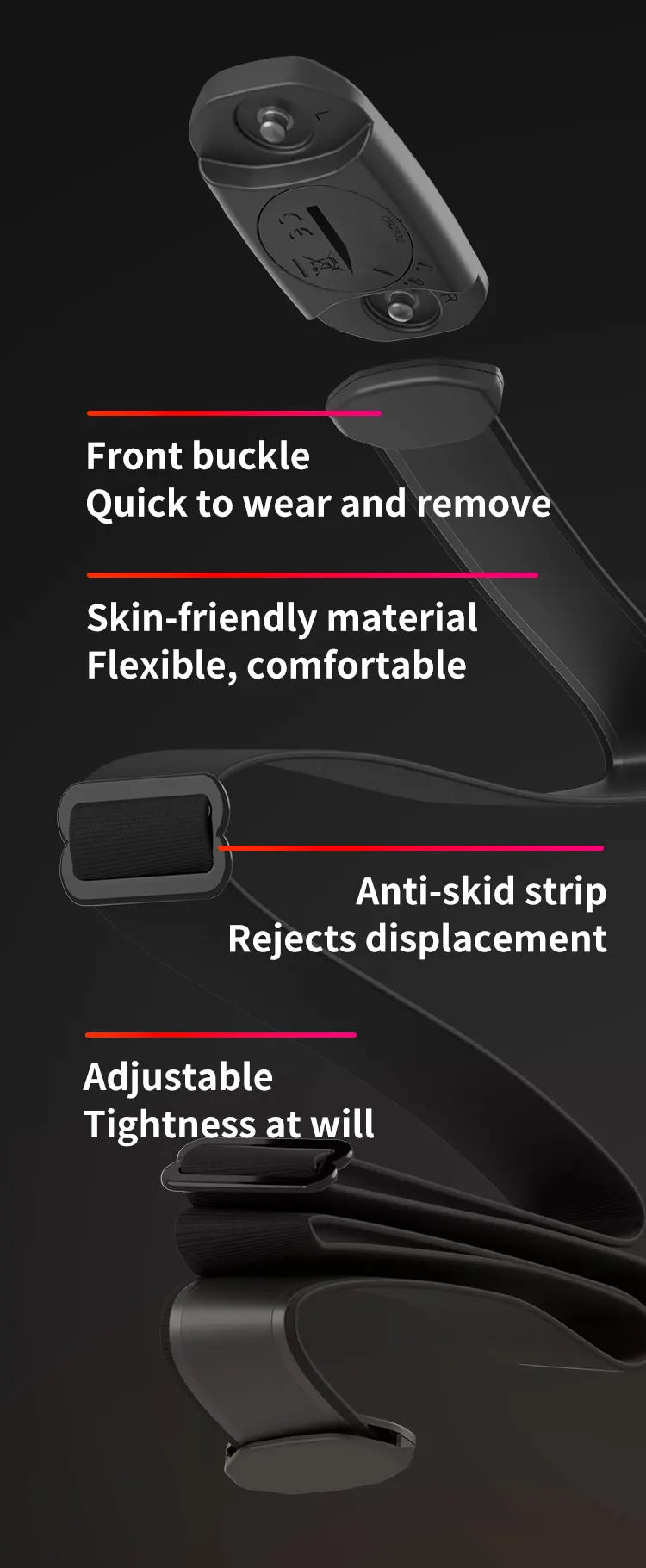 Running Heart Rate Accessories: Magene Split Chest Strap, Heart Rate Monitor, HRM Fitness Tracker, Bluetooth ANT Sensor, Compatible Zwift / Rungear