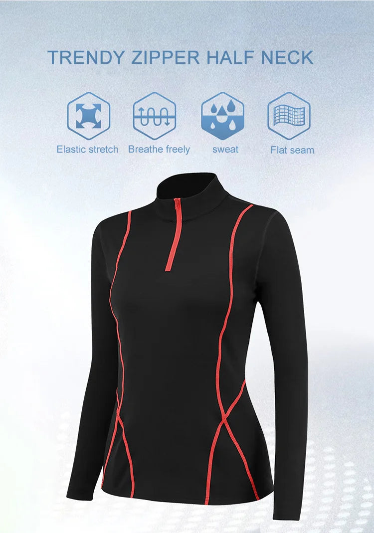 Women's Running Clothing: Full Sleeve Warm Fleece Thermal T-Shirt For Sports Fitness / Rungear