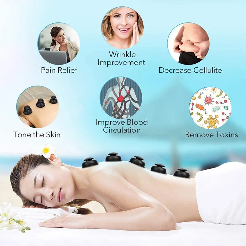 Recover Gear Accessories: 12PC Silicone Cupping Suction Cup Massager Therapy Sets, Anti Cellulite for Facial, Body, Deep Tissue Massage / Rungear