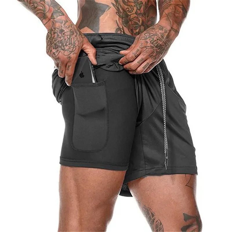 Men's 2-in-1 Running Shorts – Quick-Dry Double-Layer Gym & Jogging Sports Shorts