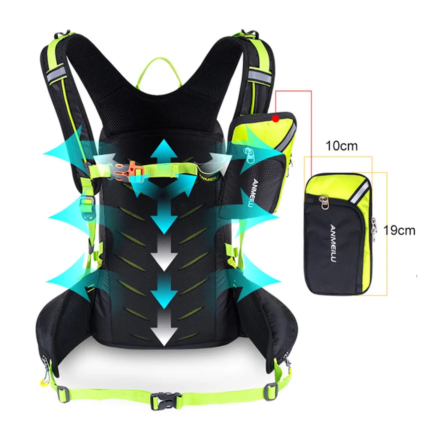 Trail Gear Accessories: 20L Waterproof, Breathable, Lightweight Hydration Backpack With Bladder and Rain Cover / Rungear