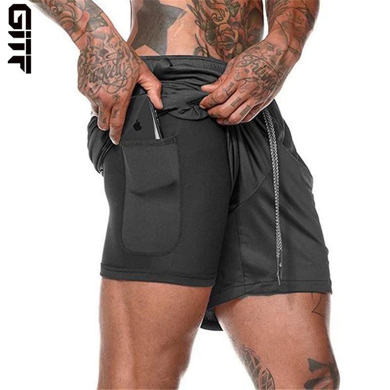 Men's 2-in-1 Running Shorts – Quick-Dry Double-Layer Gym & Jogging Sports Shorts