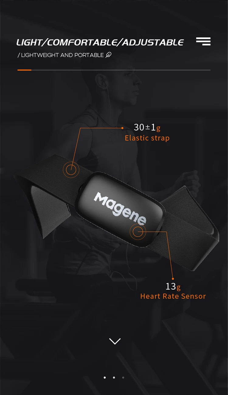 Magene H64 Heart Rate Monitor with Chest Strap – Dual Mode ANT+ & Bluetooth for Cycling, Running & Wahoo/Garmin Compatibility | RUNGEAR
