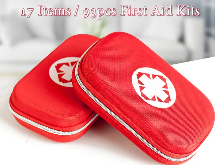 17 Items/93pcs Portable Travel First Aid Medical Emergency Kits For Home Outdoor Sports with Emergency Blanket