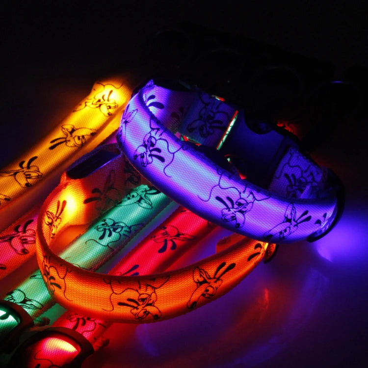 LED Luminous Dog Collar | Nylon Night Safety Collar with Breakaway Buckle