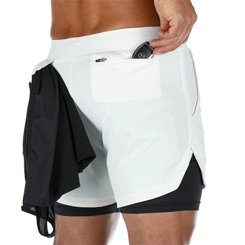 Men's 2-in-1 Running Shorts – Quick-Dry Double-Layer Gym & Jogging Sports Shorts