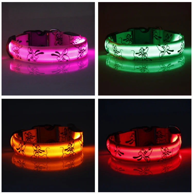 LED Luminous Dog Collar | Nylon Night Safety Collar with Breakaway Buckle