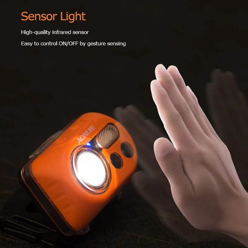 AONIJIE Waterproof LED Headlamp | Motion Sensor Headlight for Running, Camping, Hiking & Cycling