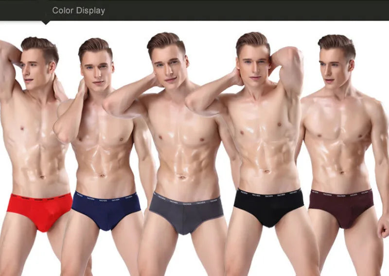 Men's Breathable Comfortable High Elasticity Bamboo Fibre Solid Underwear Briefs