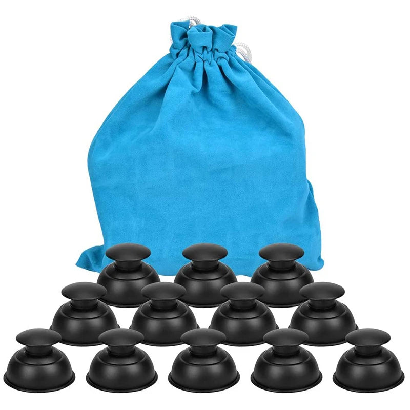 Recover Gear Accessories: 12PC Silicone Cupping Suction Cup Massager Therapy Sets, Anti Cellulite for Facial, Body, Deep Tissue Massage / Rungear