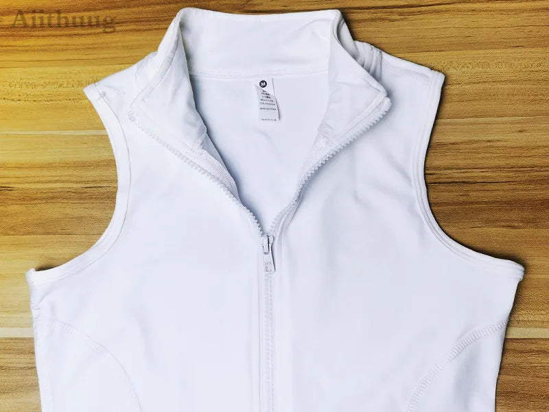 Women's Running Apparel: Sleeveless, High Neck, Breathable, Quick-Dry, Full Zip Up, Athletic Sweat Vest for Running, Fitness, Workout / Rungear