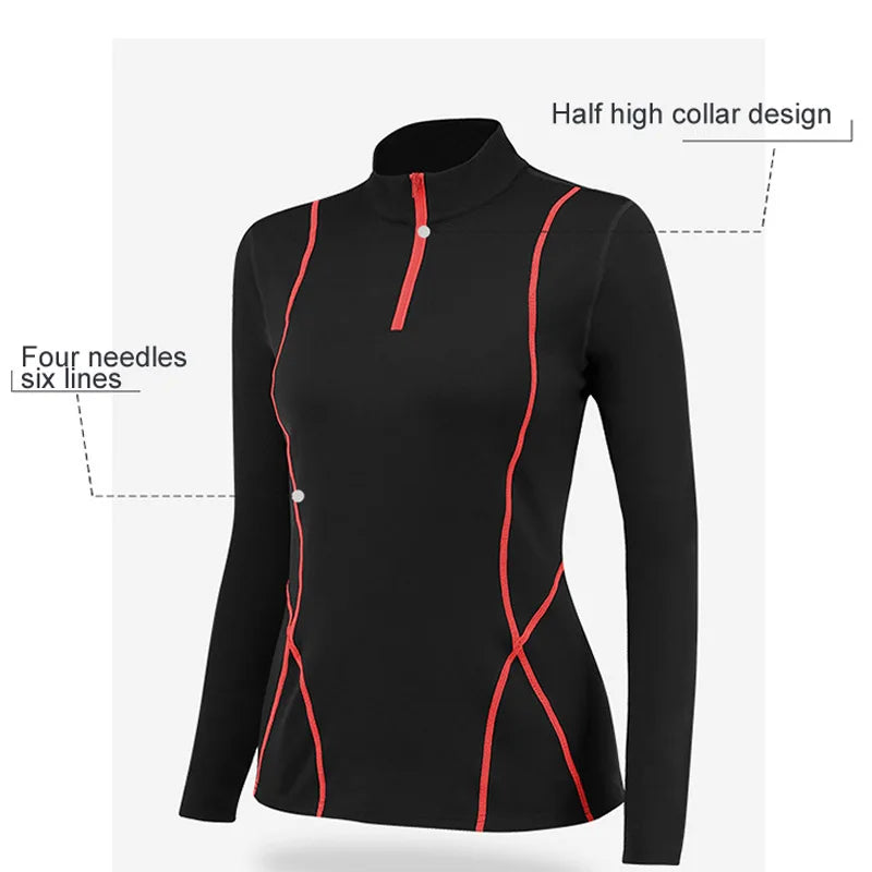 Women's Running Clothing: Full Sleeve Warm Fleece Thermal T-Shirt For Sports Fitness / Rungear