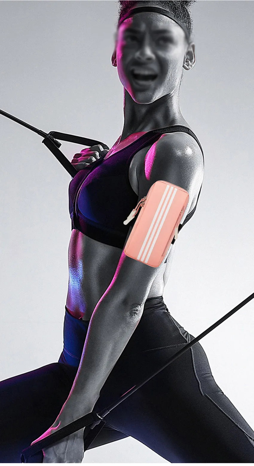 Sports Phone Armband – Dual Zip Pockets, Adjustable Strap, Universal Fit | Running, Gym & Outdoor | Black, Purple, Grey, Pink, Blue & Orange