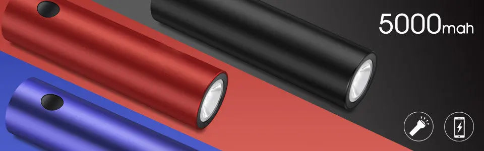 Tech Gear Accessories: 5000 Mah, Portable, Mini Multi-Function Mobile Power Bank With Outdoor Light Torch / Rungear