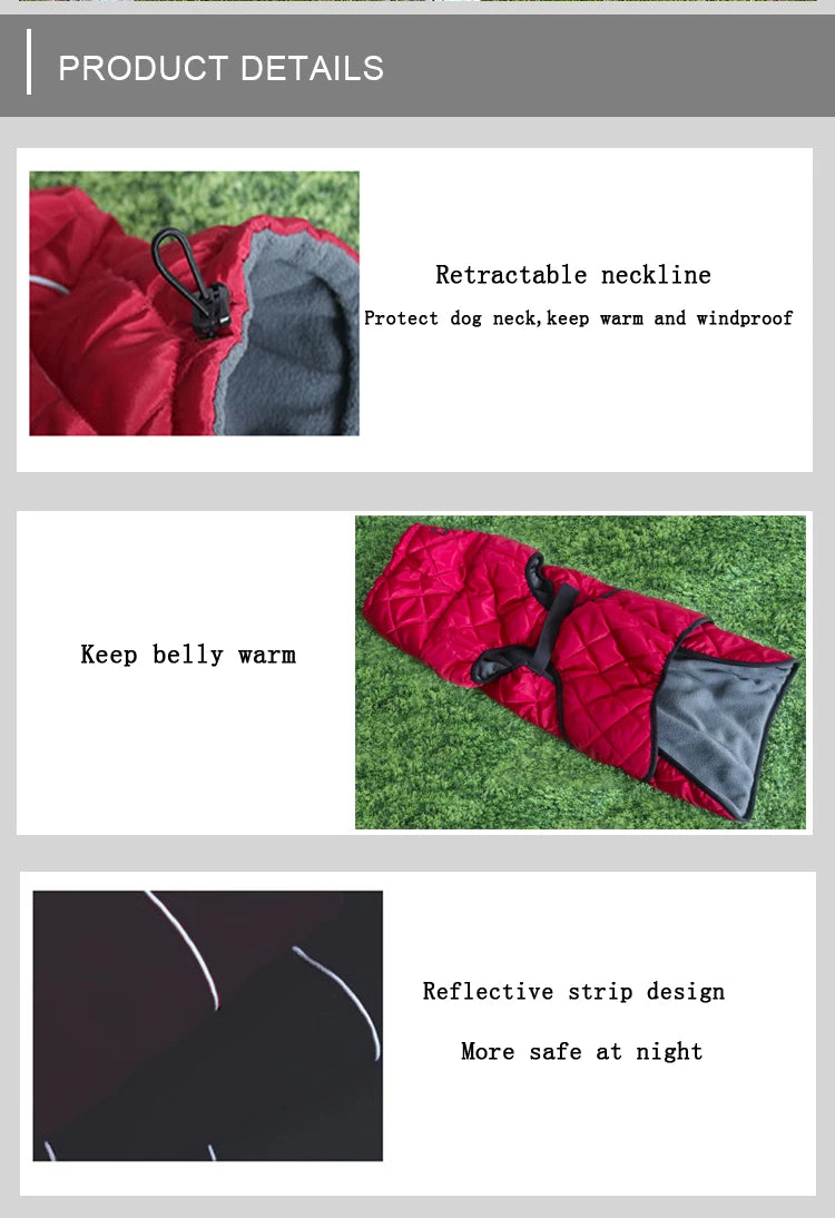 Dog Waterproof Reflective Winter Jacket | Warm Polyester Coat for Medium & Large Dogs | RUNGEAR