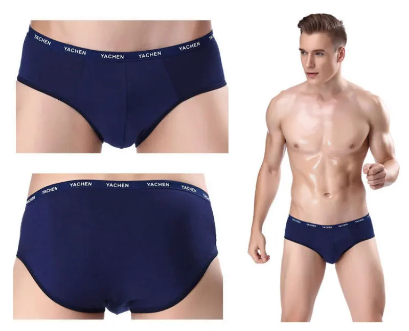 Men's Breathable Comfortable High Elasticity Bamboo Fibre Solid Underwear Briefs