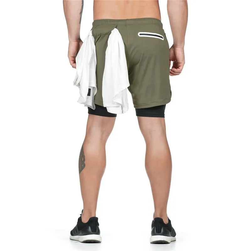 Men's 2-in-1 Running Shorts – Quick-Dry Double-Layer Gym & Jogging Sports Shorts