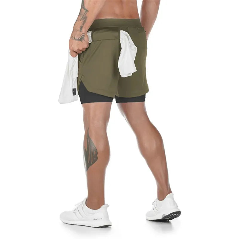 Men's 2-in-1 Running Shorts – Quick-Dry Double-Layer Gym & Jogging Sports Shorts