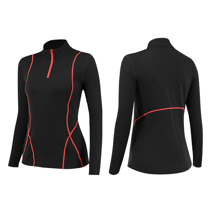 Women's Running Clothing: Full Sleeve Warm Fleece Thermal T-Shirt For Sports Fitness / Rungear