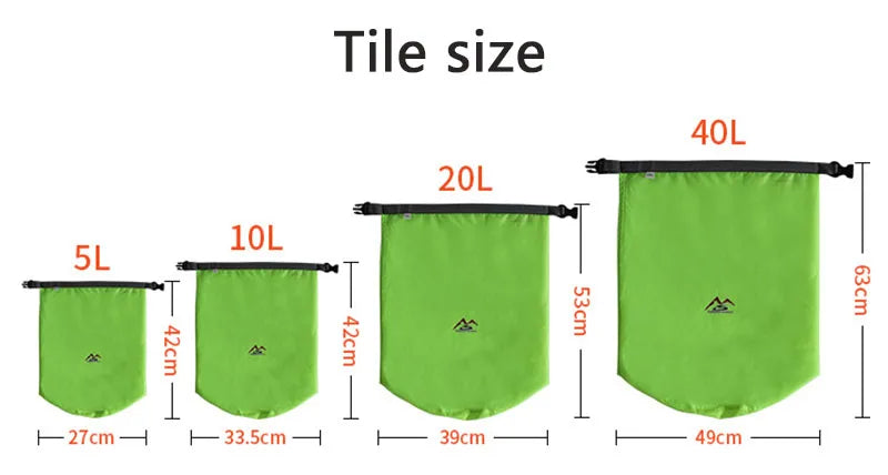 Waterproof PVC Roll-Top Dry Bag | Roll-Top Buckle Closure, Shoulder Strap Loop | Available in 5L–70L | RUNGEAR