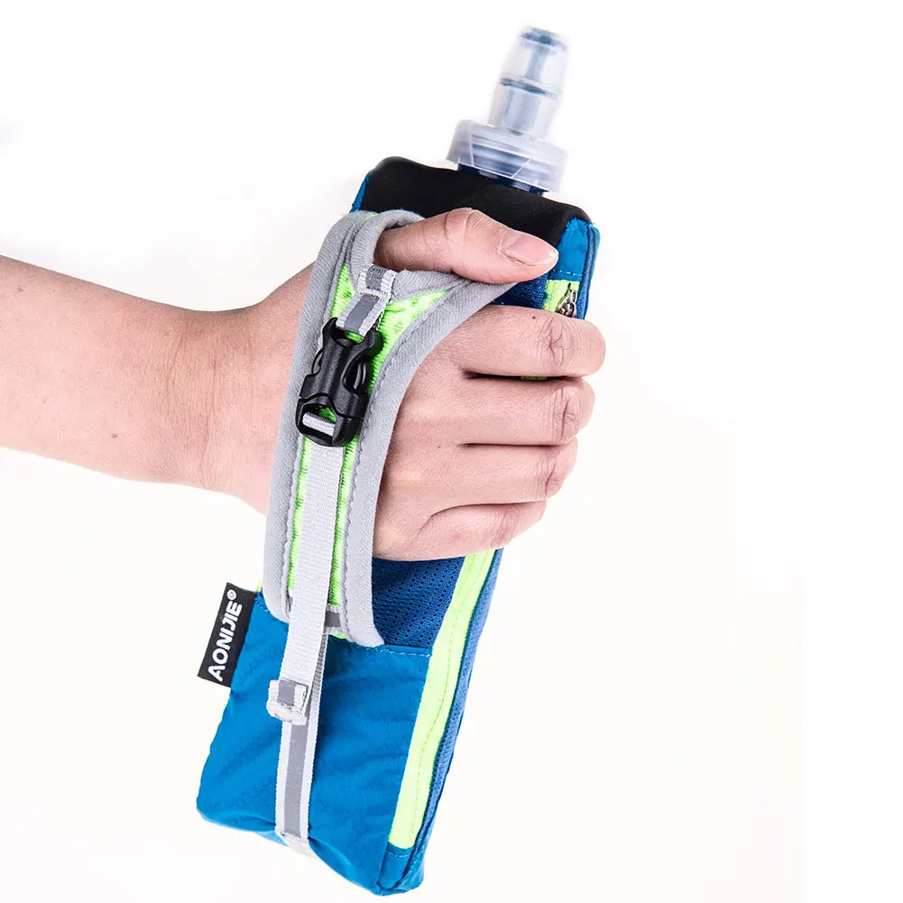 AONIJIE Handheld Running Water Bottle Holder, Wrist Hydration Pack with Storage for Marathon & Trail
