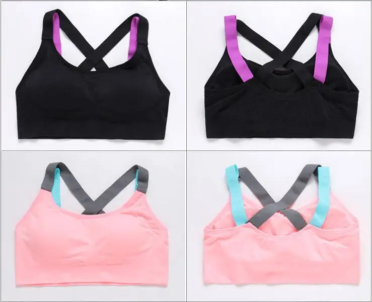 Full Cup Breathable Shockproof Cross Back Push Up Fitness Workout Bra For Women