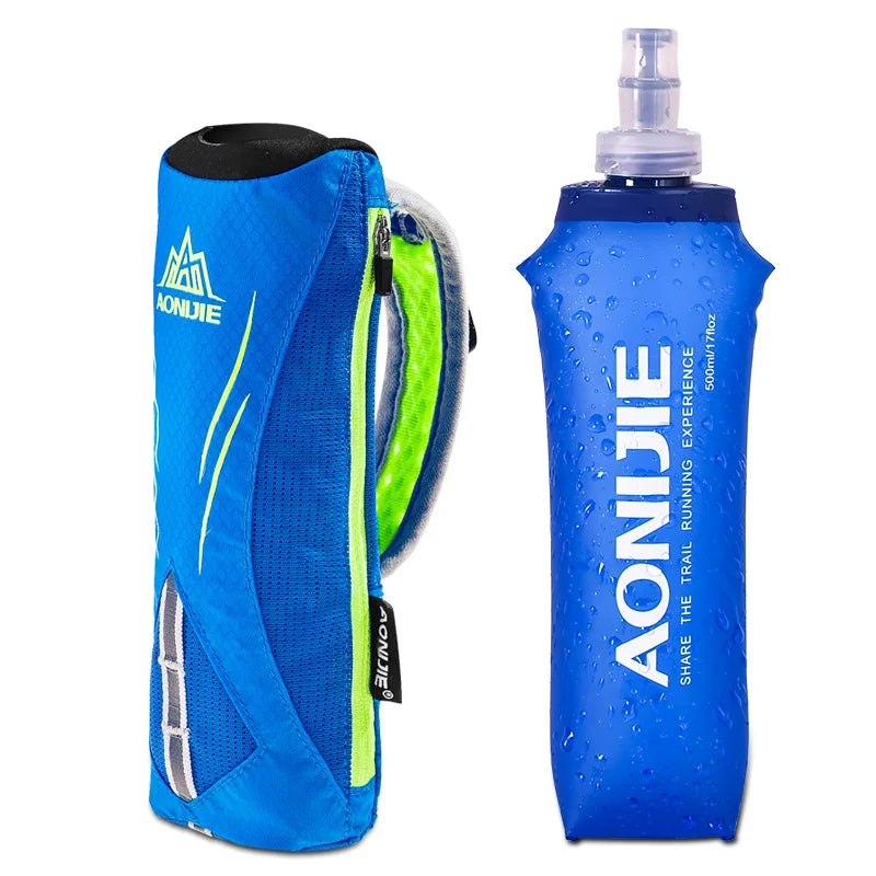 AONIJIE Handheld Running Water Bottle Holder, Wrist Hydration Pack with Storage for Marathon & Trail