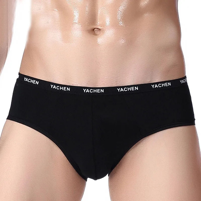 Men's Breathable Comfortable High Elasticity Bamboo Fibre Solid Underwear Briefs