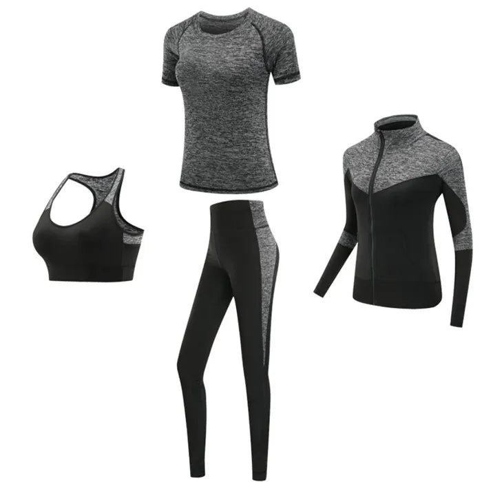 Women's Quick Dry Sets: 4Pc Workout Training Activewear Sets / Rungear