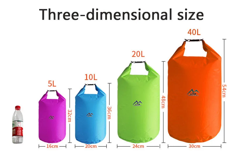 Waterproof PVC Roll-Top Dry Bag | Roll-Top Buckle Closure, Shoulder Strap Loop | Available in 5L–70L | RUNGEAR