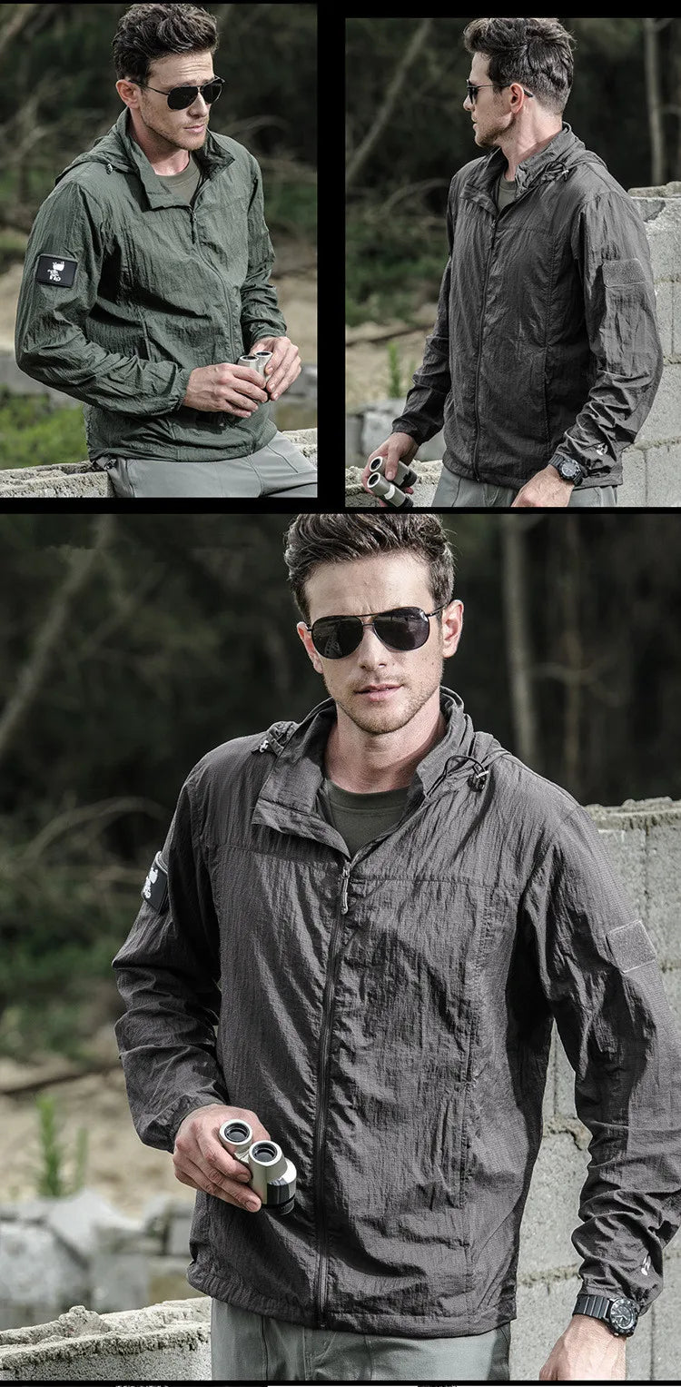 Men's Running Apparel Jackets: Lightweight, Waterproof, Summer Breathable Thin Hooded Jacket / Rungear