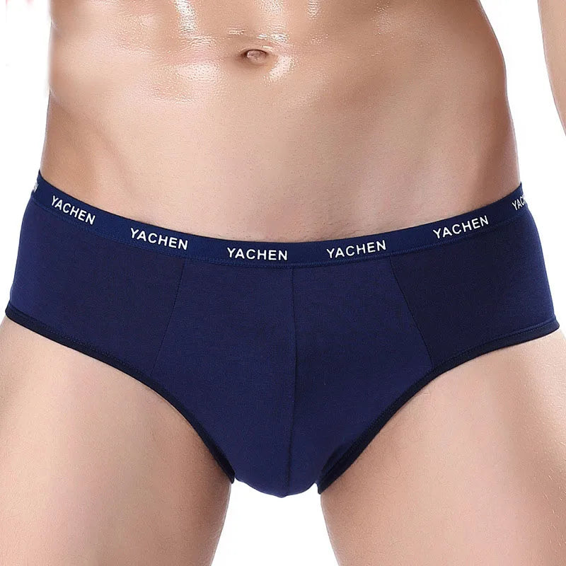 Men's Breathable Comfortable High Elasticity Bamboo Fibre Solid Underwear Briefs