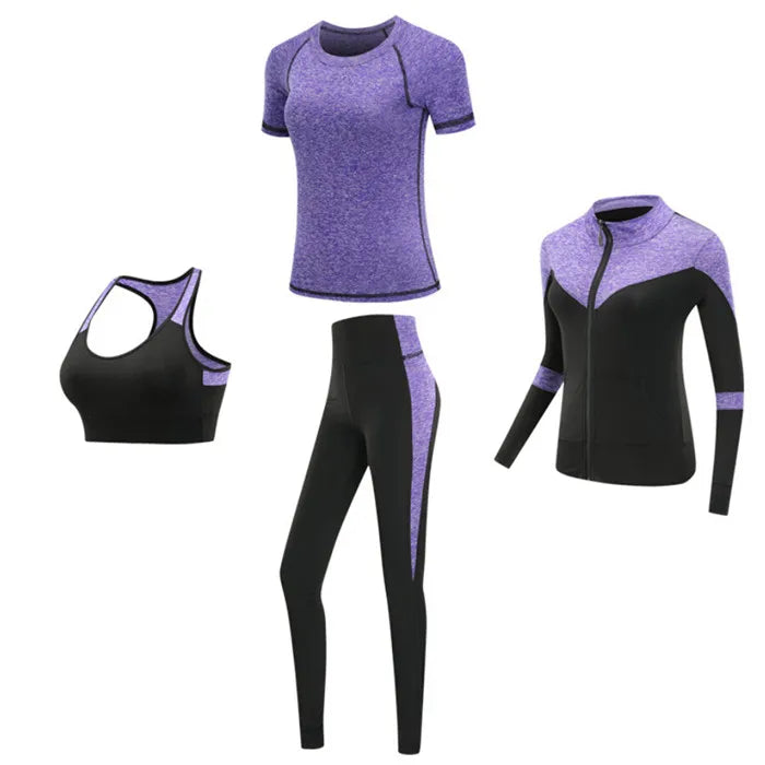 Women's Quick Dry Sets: 4Pc Workout Training Activewear Sets / Rungear