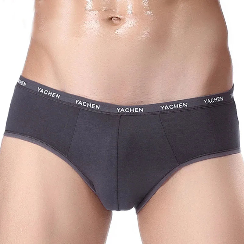 Men's Breathable Comfortable High Elasticity Bamboo Fibre Solid Underwear Briefs