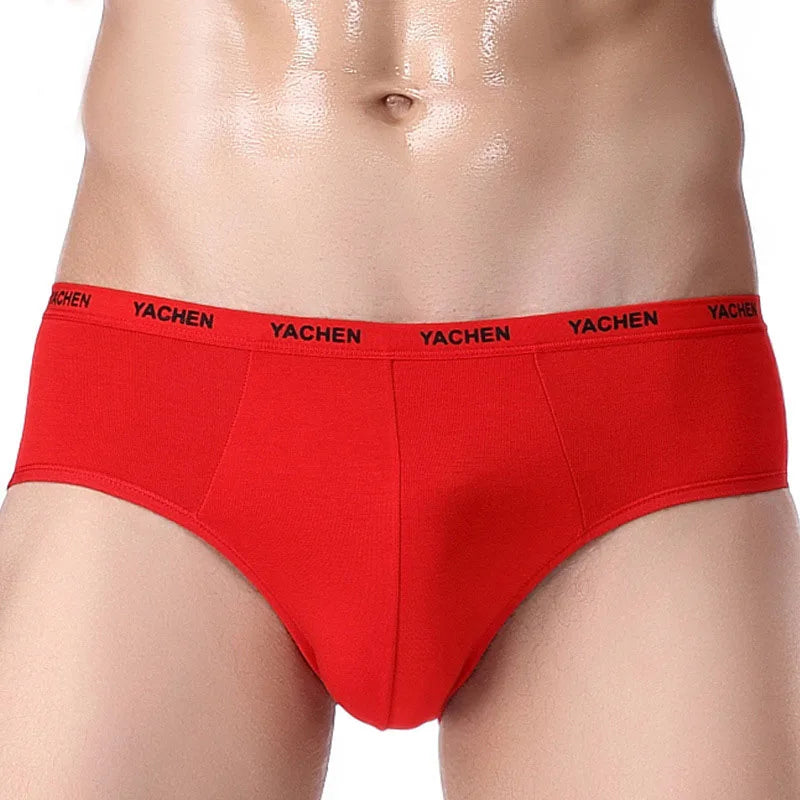 Men's Breathable Comfortable High Elasticity Bamboo Fibre Solid Underwear Briefs