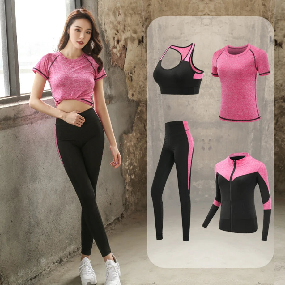 Women's Quick Dry Sets: 4Pc Workout Training Activewear Sets / Rungear