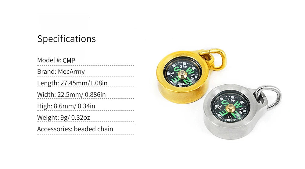 Running Trail Gear: MecArmy Brass CMP Navigational Compass For Outdoors with Lanyard / Rungear