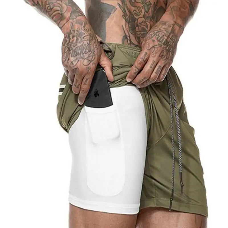 Men's 2-in-1 Running Shorts – Quick-Dry Double-Layer Gym & Jogging Sports Shorts