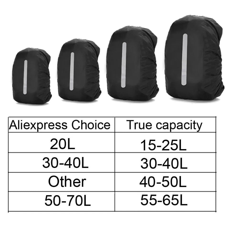 Reflective Waterproof Backpack Rain Cover | 20L–70L | Hiking, Cycling & Outdoor Safety